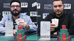 João Bauer e o russo Ilyas Aliev receberam troféus de campeão do BSOP (Foto: Rafael Terra/BSOP)