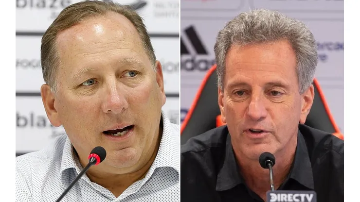 Fotos: Vitor Silva/Botafogo/Divulgação e Alexandre Vidal/Flamengo/Divulgação - Textor e Landim: investidor do Botafogo foi ousado em oferta