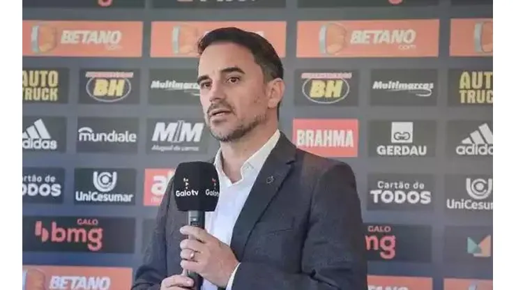 Pedro Souza / Atlético/ "Tenho uma identificação..."; Rodrigo Caetano fala sobre especulações de deixar o Atlético-MG.