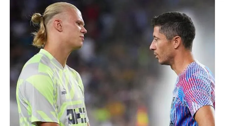 Foto: Alex Caparros/Getty Images - Haaland e Lewandowski continuam batendo recordes