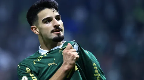 Flaco Lopez jogador do Palmeiras comemora seu gol durante partida contra o Cruzeiro. Foto: Marcello Zambrana/AGIF