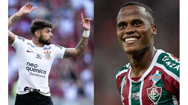 Yuri Alberto pelo Corinthians. Foto: Jorge Rodrigues/AGIF Arias pelo Fluminense. Foto: Thiago Ribeiro/AGIF