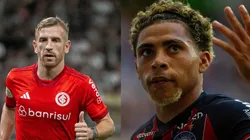 Pedro Henrique pelo Internacional. Foto: Fernando Moreno/AGIF Vítor Jacaré pelo Bahia. Foto: Jhony Pinho/AGIF