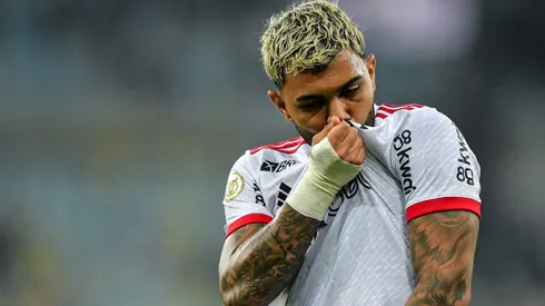 Gabigol jogador do Flamengo comemora seu gol. Foto: Thiago Ribeiro/AGIF