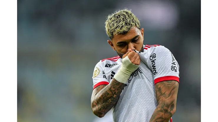 Gabigol jogador do Flamengo comemora seu gol. Foto: Thiago Ribeiro/AGIF