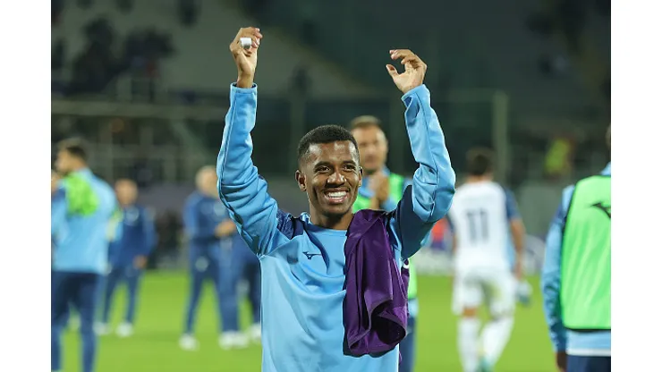 FLORENCE, ITALY - OCTOBER 10: Marcos Antônio Calcio Silva Santos of SS Lazio applauds the fans after during the Serie A match between ACF Fiorentina and SS Lazio at Stadio Artemio Franchi on October 10, 2022 in Florence, Italy. (Photo by Gabriele Maltinti/Getty Images)