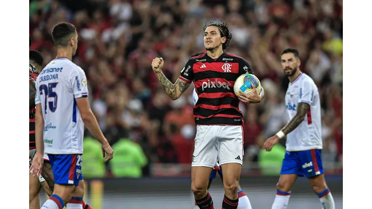 Pedro jogador do Flamengo comemora seu gol. Foto: Thiago Ribeiro/AGIF