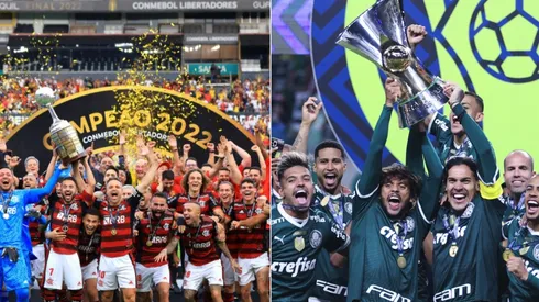 Foto: Ettore Chiereguini/AGIF; Buda Mendes/Getty Images - Flamengo e Palmeiras