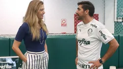 Foto: César Greco/ Palmeiras- Leila e Abel conversando na Academia de Futebol