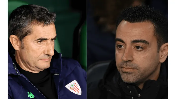Foto 1: Ernesto Valverde, treinador do Athletic Bilbao - Por: Fran Santiago/Getty Images; Foto: Xavi Hernández, técnico do Barcelona