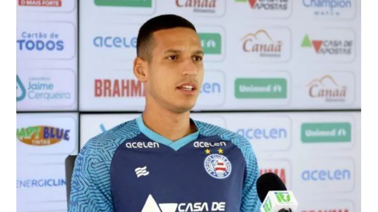 Gabriel Xavier durante coletiva no Bahia. Foto: Reprodução/Bahia EC
