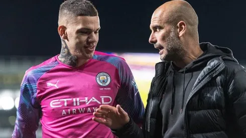Sebastian Frej/MB Media/Getty Images - Ederson e Guardiola trabalham juntos no Manchester City