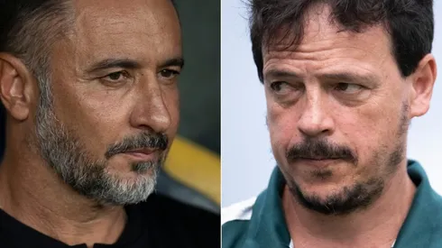 Foto: Jorge Rodrigues/AGIF - Fernando Diniz treinador do Fluminense e Vítor Pereira técnico do Flamengo