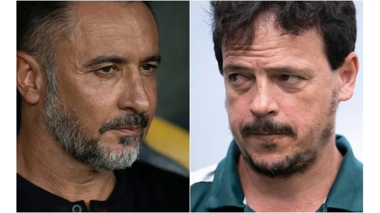 Foto: Jorge Rodrigues/AGIF - Fernando Diniz treinador do Fluminense e Vítor Pereira técnico do Flamengo