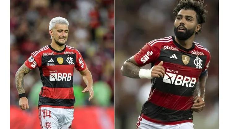 Foto 1: Thiago Ribeiro/AGIF - Foto 2: Jorge Rodrigues/AGIF - Ambos chegaram juntos ao Mengão, em 2019.