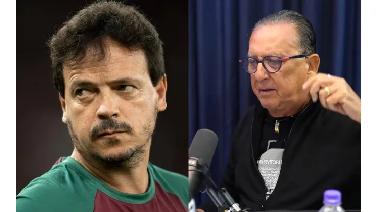 Fotos: Jorge Rodrigues/AGIF e Reprodução YouTube - Fernando Diniz e Galvão Bueno: narrador quer técnico do Flu na Seleção
