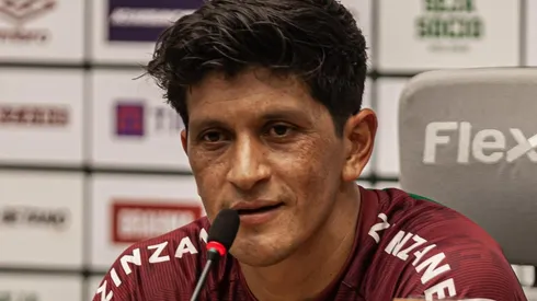 Foto: (Marcelo Gonçalves/FFC) - Germán Cano se rendeu à qualidade de Marcelo no Fluminense