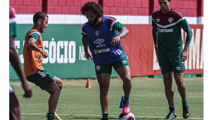 Foto: (Marcelo Gonçalves/Fluminense F.C) - Marcelo durante treino do Fluminense nesta quinta (23)