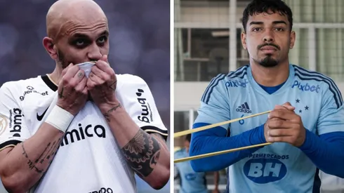 Montagem: fotos de Ettore Chiereguini/AGIF e Gustavo Aleixo/Cruzeiro - Fábio Santos x Matheus Bidu, desafio de LEs que interessa ao Corinthians