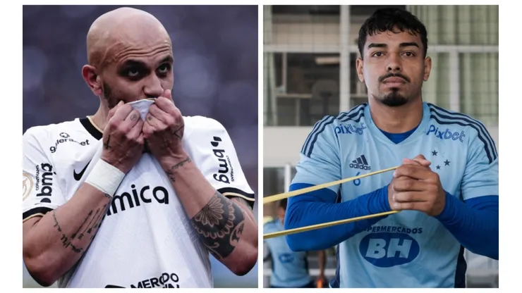 Montagem: fotos de Ettore Chiereguini/AGIF e Gustavo Aleixo/Cruzeiro - Fábio Santos x Matheus Bidu, desafio de LEs que interessa ao Corinthians