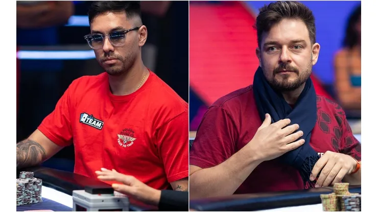 Neville MAteus e Fabiano Kovalski durante mesa final do EPT Barcelona (Fotos: Danny Maxwell/PokerStars)