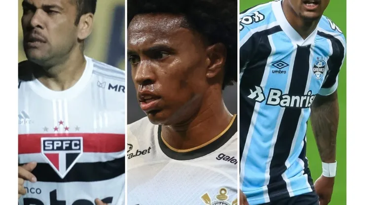 Marcello Zambrana/AGIF / Pedro H. Tesch/AGIF. Daniel Alves, Willian e Douglas Costa deixaram seus times sem o mesmo prestígio da chegada