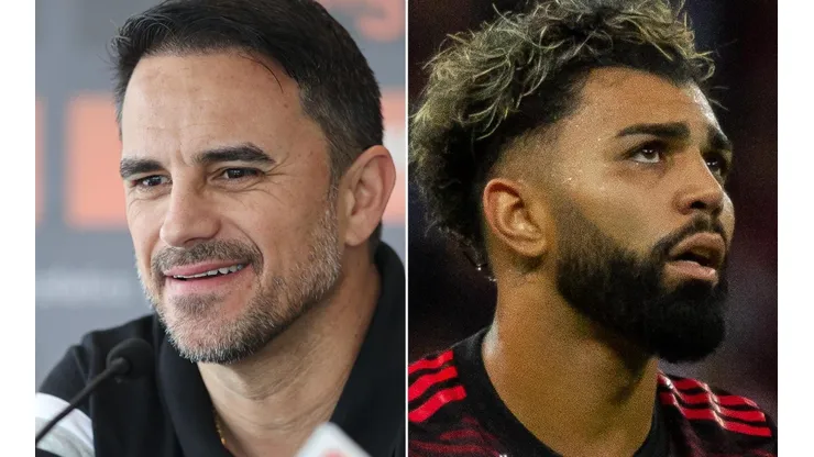 Fotos: Pedro Souza / Atlético / Divulgação e Fernando Moreno/AGIF - Caetano e Gabigol: frase polêmica do atacante repercutiu nos bastidores