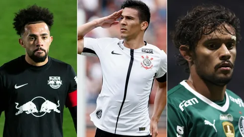 Foto: Marcello Zambrana/AGIF; Foto: Marcello Zambrana/AGIF; Foto: Diogo Reis/AGIF - Claudinho, Balbuena e Scarpa