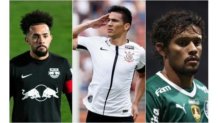Foto: Marcello Zambrana/AGIF; Foto: Marcello Zambrana/AGIF; Foto: Diogo Reis/AGIF - Claudinho, Balbuena e Scarpa