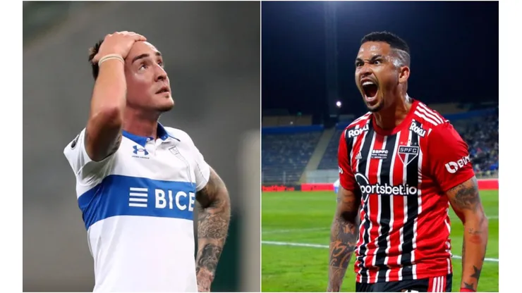 Pool/Getty Images; Marcelo Hernandez/Getty Images - Jogador da Universidad Católica e Luciano do São Paulo