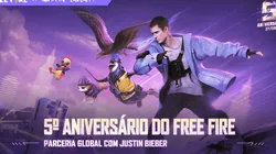 Free Fire anuncia parceria com Justin Bieber para aniversário de 5 anos do jogo