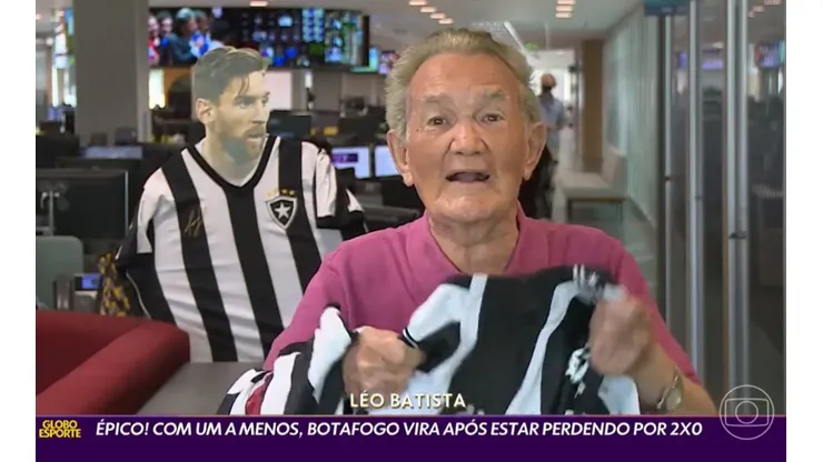 Foto: Reprodução Globo | Léo Batista manda recado sobre pênalti marcado contra o Botafogo