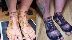 Homem tatua tênis nos pés. Foto: Reprodução/Instagram Dean Gunther