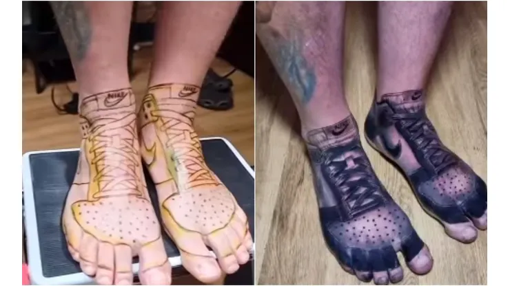 Homem tatua tênis nos pés. Foto: Reprodução/Instagram Dean Gunther