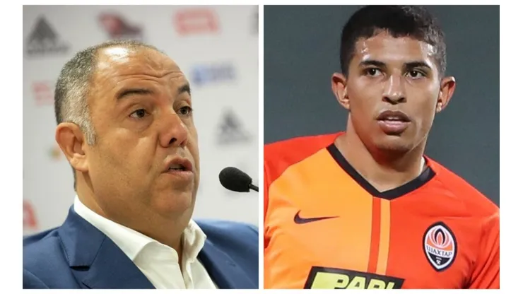 Montagem: fotos de Alexandre Vidal-CRF e Ahmad Mora/Getty Images - Nação marcou Braz nas redes sociais para ir atrás de Dodô, do Shakhtar, para a LD