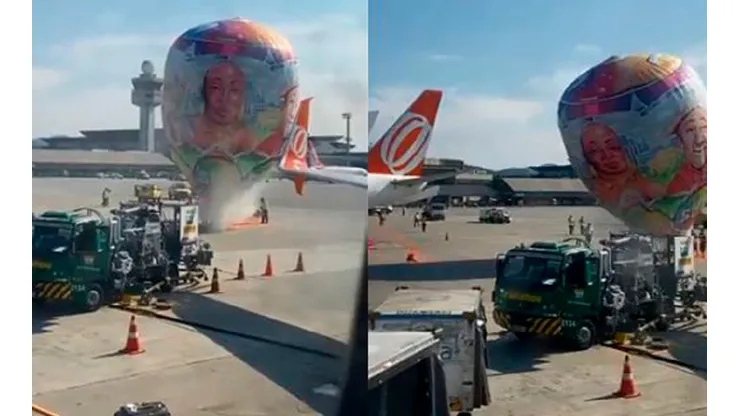 Balão com rosto de personagens famosos do SBT caiu no aeroporto de Guarulhos