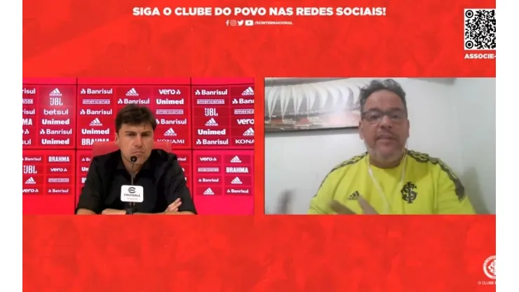 Foto: Reprodução SC Internacional/YouTube | Medina é colocado na berlinda em coletiva
