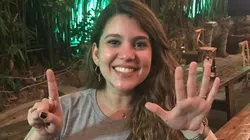 Foto: Arquivo pessoal - Tati comemorando mais um título dos Pats