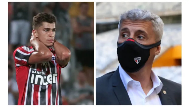 Foto: Marcello Zambrana e Fernando Moreno/AGIF - Vitor Bueno mostrou rancor de Crespo após sua saída do São Paulo