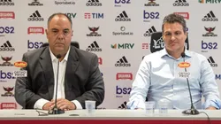 Foto: Alexandre Vidal/Flamengo/Divulgação - Braz e Spindel: direção do Fla não avançou nas tratativas por volante