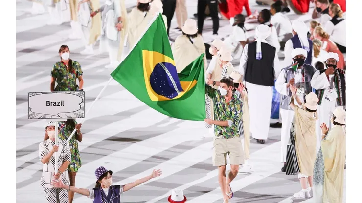 Delegação brasileira na cerimônia de abertura dos Jogos de Tóquio. (Foto: Getty Images)