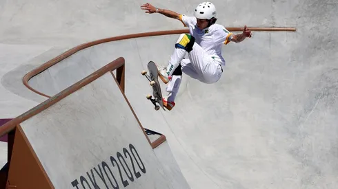 Luiz Eduardo voa em Tóquio e se classfica em primeiro para a final do skate park (Foto: Getty Images)