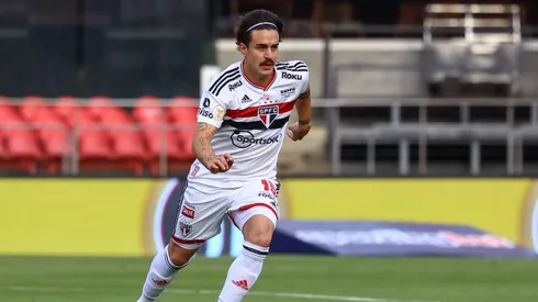 Volante em ação pelo Tricolor Paulista, na temporada de 2022