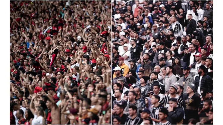 Foto: Jorge Rodrigues/AGIF; Foto: Ettore Chiereguini/AGIF - Torcida do Flamengo e Corinthians