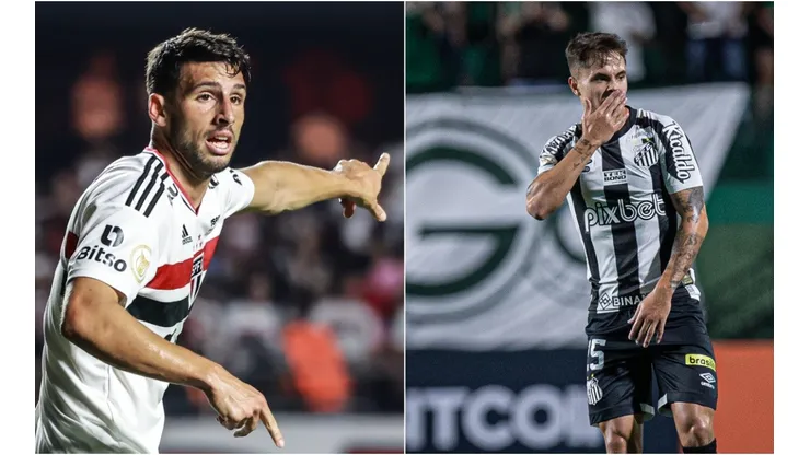 Foto: Marcello Zambrana/AGIF; Foto: Isabela Azine/AGIF - Calleri do São Paulo e Vinicius Zanocelo do Santos