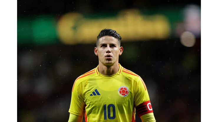 MADRID, SPAIN - MARCH 26: James Rodriguez of Colombia reacts during the friendly match between Romania and Colombia at Civitas Metropolitan Stadium on March 26, 2024 in Madrid, Spain. (Photo by Gonzalo Arroyo Moreno/Getty Images) (Photo by Gonzalo Arroyo Moreno/Getty Images)
