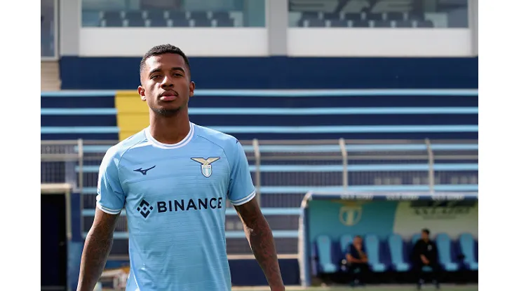 ROME, ITALY - OCTOBER 04: SS Lazio player Marcos Antonio looks on during the SS Lazio official team photo at Formello sport centre on October 4, 2022 in Rome, Italy. (Photo by Paolo Bruno/Getty Images)