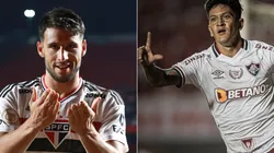 Foto: Heber Gomes/AGIF; Foto: Marcello Zambrana/AGIF- Calleri do São Paulo e Cano do Fluminense