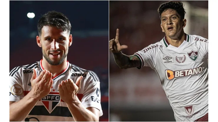 Foto: Heber Gomes/AGIF; Foto: Marcello Zambrana/AGIF- Calleri do São Paulo e Cano do Fluminense