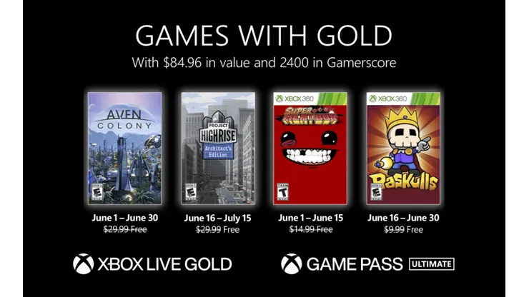 Xbox Games with Gold de junho conta com Super Meat Boy e Aven Colony